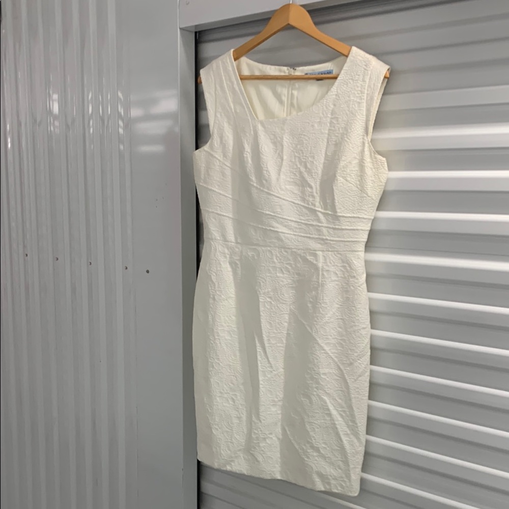 ANTONIO MELANI White Sheath Mini Dress Square Neck Sleeveless